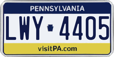 PA license plate LWY4405
