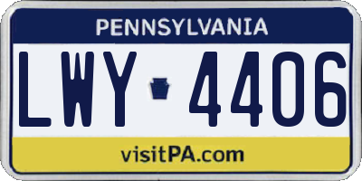 PA license plate LWY4406