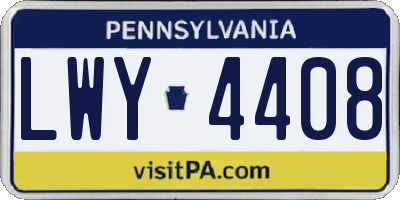 PA license plate LWY4408
