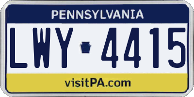 PA license plate LWY4415