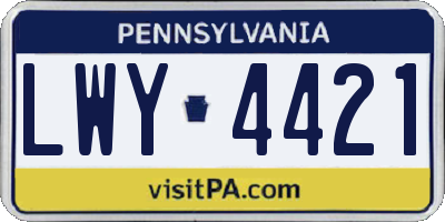 PA license plate LWY4421
