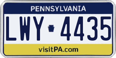 PA license plate LWY4435