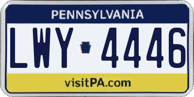 PA license plate LWY4446