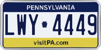 PA license plate LWY4449
