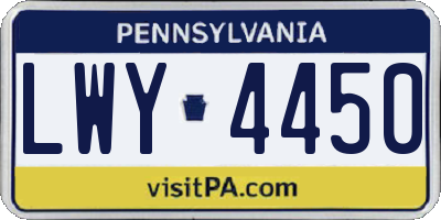 PA license plate LWY4450