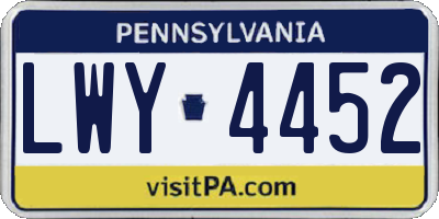 PA license plate LWY4452