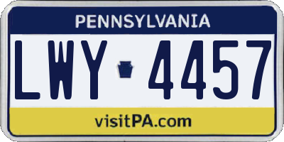PA license plate LWY4457