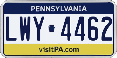 PA license plate LWY4462