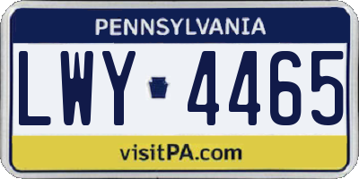 PA license plate LWY4465