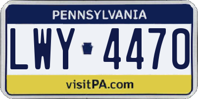 PA license plate LWY4470