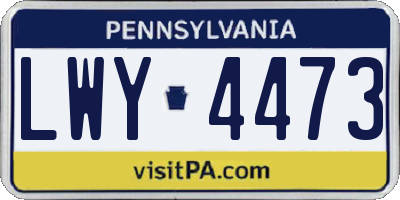 PA license plate LWY4473