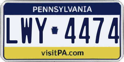 PA license plate LWY4474