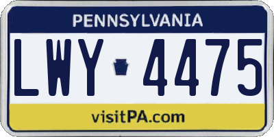 PA license plate LWY4475
