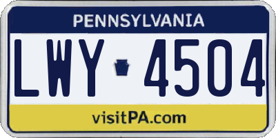 PA license plate LWY4504