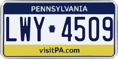 PA license plate LWY4509