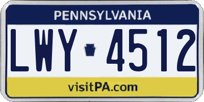 PA license plate LWY4512