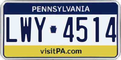 PA license plate LWY4514
