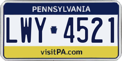 PA license plate LWY4521