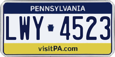 PA license plate LWY4523