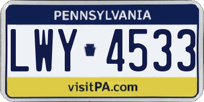 PA license plate LWY4533