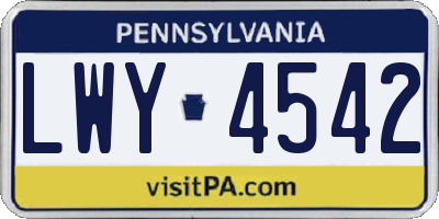 PA license plate LWY4542
