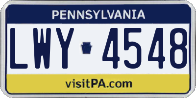 PA license plate LWY4548