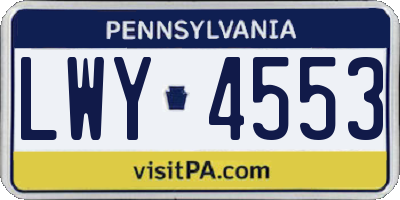 PA license plate LWY4553