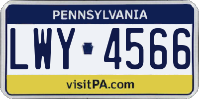 PA license plate LWY4566