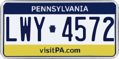 PA license plate LWY4572