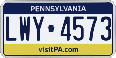 PA license plate LWY4573