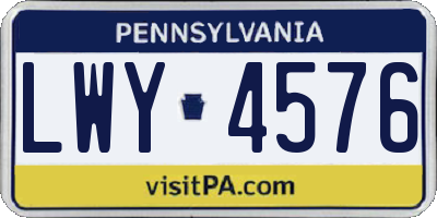 PA license plate LWY4576