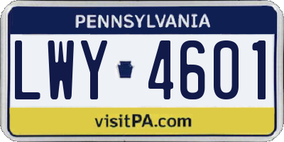 PA license plate LWY4601