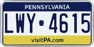 PA license plate LWY4615