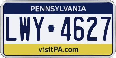PA license plate LWY4627