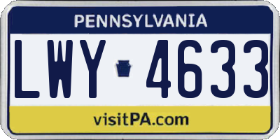 PA license plate LWY4633