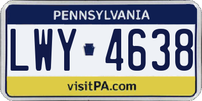 PA license plate LWY4638