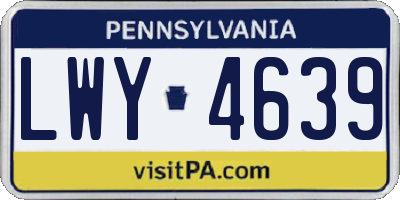PA license plate LWY4639