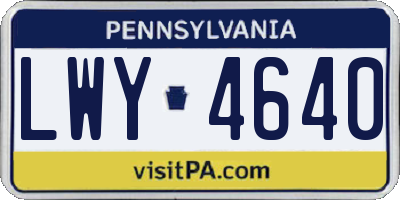 PA license plate LWY4640