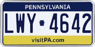 PA license plate LWY4642