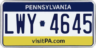 PA license plate LWY4645