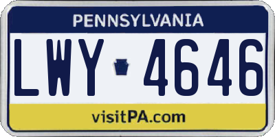 PA license plate LWY4646