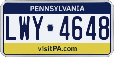 PA license plate LWY4648