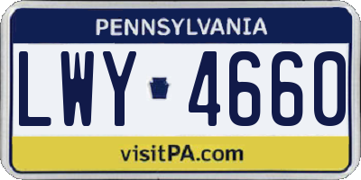 PA license plate LWY4660