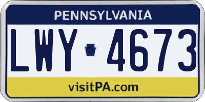 PA license plate LWY4673