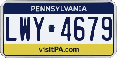 PA license plate LWY4679