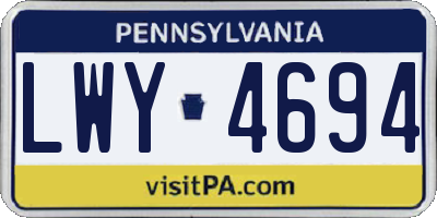 PA license plate LWY4694