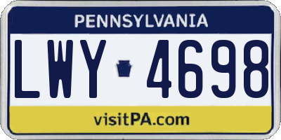 PA license plate LWY4698