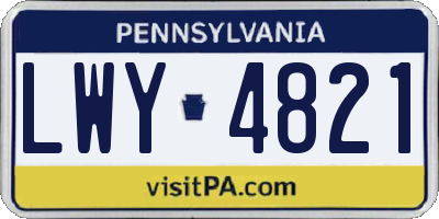 PA license plate LWY4821