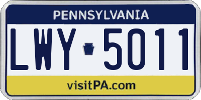 PA license plate LWY5011