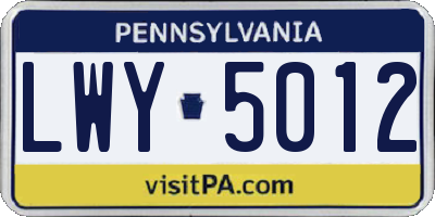 PA license plate LWY5012